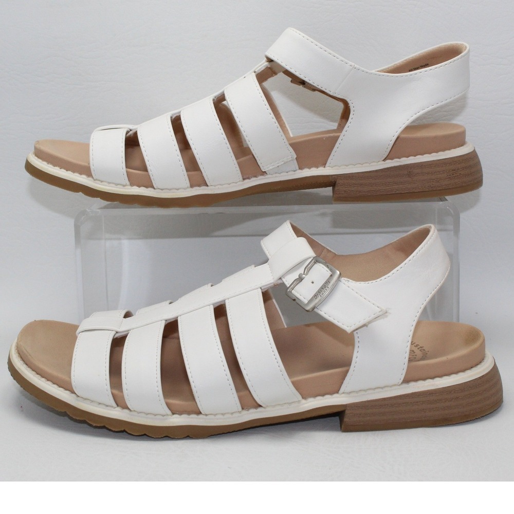 Dr. Scholls White Strappy Gladiator Sandals Sustainable Comfort Buckle 8.5M